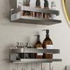 Estante de baño de aluminio espacial extraíble y lavable para pared, estante de almacenamiento de cosméticos para baño sin perforaciones, ventas directas de fábrica