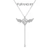 Collar con Colgante de Corazón de Cupido y Borla de Plata de Ley S925 para Mujer Accesorios Colgante de Diamante Rosa Diseño de Ala Joyería Corazón de Ángel