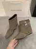 Pantalones de bota que aumentan la altura para mujer 2026 de moda, nuevos botines de otoño, puntera cuadrada, hebilla, cuero, suela blanda, versátiles, adelgazantes, botas vaqueras