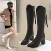 Botas Altas de Pico para Mujer Botas de Montar 2026 Otoño/Invierno Nueva Llegada Botas Altas de Punta Tacón Grueso Botas de Tacón Alto Talla Grande