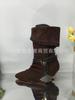 Botines Cortos de Punta 2025 para Mujer con Tacón Gatito Retro Esmerilado de Nicho Dos Formas de Uso Plisados Elevados Vaquero Occidental Botas Apiladas