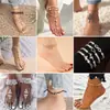 Accesorios de Moda Transfronterizos Tobillera Sexy de Mariposa con Diamantes Completos Joyería para el Pie de Rhinestone Estilo Playa Perla Multicapa de Moda Europea y Americana