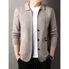 Chaqueta de punto transfronteriza para hombre, nuevo estilo otoño e invierno, cárdigan liso casual, simple y elegante de lana para hombre