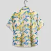 Camisa Floral Retro de Manga Corta Estilo Hawaiano Chaqueta Elegante Yuppie para Hombre Antigua Camisa de Manga Corta Estampada de Verano para Playa