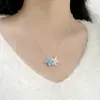 Colar Pingente Flor Esmaltada com Zircônia Cúbica Brilhante Design de Nicho Corrente para Clavícula Exquisito Leve Luxo Sensação de Alta Qualidade Colar para Mulheres