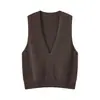 Chaleco sin mangas 100% lana pura para mujer, cuello en V pronunciado, chaleco de capas, nuevo estilo otoño e invierno, top pullover cómodo y suave