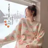 Suéter Jacquard de Melocotón y Fresa Dulce Más Fácil de Combinar para Mujer Otoño e Invierno Nuevo Estilo Coreano Holgado Delgado Cuello Redondo Suéter Pulóver