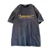 Roupas de manga curta soltas e pesadas, laváveis de alta qualidade, desenho americano, camiseta de manga curta, moda masculina, verão, rua alta, marca da moda