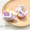 Color sólido tres dimensiones dibujos animados pequeño perro de leche resina accesorios pegamento de crema colgante diy adornos de micro paisajismo decoración de flor de zapato lote