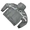 Cárdigan con capucha de sudadera de moda urbana retro americana con costuras de letras para hombre y mujer, trajes deportivos y de ocio