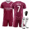 2627 Set de Club Camiseta 7 Vinicius C. Camiseta de visitante del Real Madrid de Ronaldo 10 Uniforme de fútbol rojo de Mbappé
