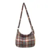 Bolso de Lana a Cuadros para Mujer Otoño 2025 Nueva Moda Corea del Sur Bolso Mensajero Estilo Universitario Casual Bolso de Hombro Cruzado