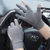 En Stock Nuevos Guantes de Seda Helada Finos Antideslizantes de Medio Dedo para Mujer, Diseño de Dos Dedos Expuestos, Guantes para Hombre para Reparto y Servicio de Comida