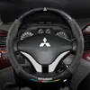 Adecuado para cubierta de volante Mitsubishi Pajero 09-22 v93/v73 gamuza fibra de carbono cubierta de manija de coche