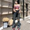 Exportación Transfronteriza Europea y Americana Nuevo Diseño Primavera 2024 Cintura Alta Efecto Adelgazante Rasgados Retro Azul Jeans de Pierna Ancha para Mujer