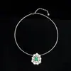 Transmisión en Vivo Transfronteriza de Nueva Moda Europea y Americana y Colgante de Esmeralda de Imitación de Alta Gama con Diamantes de Colores Microincrustados Colgante de Collar para Mujer