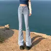 Pantalones de Mezclilla Micro-La para Mujer Talla Pequeña de 9 Puntos de Campana Primavera y Verano 2024 Nuevos Pantalones de Herradura de Cintura Alta Retro Adelgazantes
