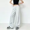 Pantalones deportivos de chándal versátiles de moda para mujer, talla grande, estilo americano de otoño, pantalones grises de pierna ancha, pantalones casuales fluidos para jóvenes, modernos