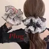 ¡Estilo de Cuatro Capas! Goma para el pelo pequeña de encaje floral ~ Cuerda para el pelo de botón de flor de falda de alta gama retro francesa