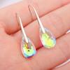 Venta caliente de Temu moda europea y americana nueva joyería aretes de gota de agua de cristal de color