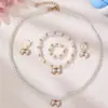 Conjunto de Joias Infantis Pérola Transfronteiriça Fofo Menininha Liga de Zinco Óleo Laço Colar Pulseira Anel Brincos
