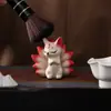 Argila Roxa Original de Yixing Feito à Mão Criativo Fofo Animal de Estimação para Chá Decoração de Casa Ornamento para Cerimônia do Chá Presente Brinquedo de Chá Que Pode Ser Usado para Criar uma Raposa de Nove Caudas