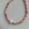 Collar de Piedra Natural Perla Cristal Rosa para Mujer Verano Alto Nivel Nicho Dopamina Dulce Collar Clavícula Joyería