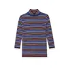 Tricô Listrado Multicor de Gola Alta Casual Fashion Europeu e Americano Mais Vendido no Aliexpress