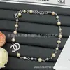 Nuevo Estilo Collar de Lazo Doble C Inspirado en Chanel para Mujer, Cadena para Clavícula de Cuero Estilo Vintage Chanel, Collar de Cadena de Suéter de Alta Gama