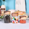 Juego de Frascos de Vidrio con Tapa de Madera de Acacia Transfronterizo Frasco Sellado para Cocina Frasco Almacenador de Té Dulces Granos de Café