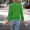 Otoño 2024 - Camiseta texturizada de manga larga con hombros descubiertos para mujer, cuello redondo, de punto, color liso, holgada e informal