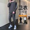 Conjunto de Moletom Masculino 2025 Primavera e Outono Novo Camiseta de Manga Longa Calça Casual Marca Tendência Ins Roupas Esportivas Conjunto de Duas Peças