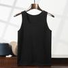 Camiseta de punto fina de cachemira para hombre, cuello en U, sin mangas, para Otoño e Invierno, capa interior, cómoda, agradable a la piel, jersey, capa base