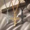 Collar Cruz de Acero Inoxidable Árbol de la Vida Cruz Acero de Titanio Transfronterizo Amazon Accesorios para Hombres y Mujeres Colgante de Alta Gama Oro de 18K