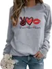 Comércio exterior europeu e americano paz amor beijos tesoura mão amor estampado suéter de gola redonda casaco feminino casaco