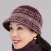 Gorro de invierno para mujeres de mediana edad y mayores, abuelas y madres, con forro de polar para abrigar, hecho de punto de algodón e hilo de pelo de conejo