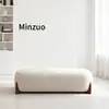 Banco de Descanso Moderno Simples Design de Perna de Madeira Maciça Banco de Cabeceira de Quarto Banco para Trocar Sapatos na Sala de Estar Tecido de Luxo Leve Banco Longo