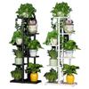 Prateleira de flores verde para ambientes internos, multicamadas, de ferro forjado, leve, luxuosa, varanda, vaso de flores de clorofila carnuda, suporte de armazenamento de chão para sala de estar