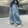 Calça jeans reta masculina, novo modelo primavera e outono 2026, calça de outono infantil, corte solto, para crianças mais velhas, estilo workwear, moderna
