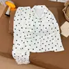Ropa de Casa Transfronteriza Estilo Corazón Dulce para Primavera y Otoño, Cárdigan Pijama de Manga Larga de Algodón Nube para Mujer, Modelo Nuevo, Se Puede Usar Afuera