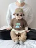 Conjunto de Primavera e Outono para Bebê Menino, Moletom da Moda Bebê Falso Duas Peças, Calça Reta Versátil Casual Infantil Bonita Estilo Coreano