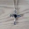 Colar Cruzado com Diamante Rosa Novo Transfronteiriço Personalidade de Nicho Tendência Estilo Rock Gótico Retrô Joias