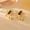 Elegantes Aretes de Fuego Artificial de Piedra Natural con Pasadores de Plata 925 y Cobre Chapado en Oro Real, Joyería de Moda para Mujer Estilo Vintage Clásico