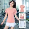 Conjunto esportivo feminino treino manga curta respirável roupas de yoga academia secagem rápida top de corrida roupas fitness shorts verão