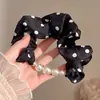 Elástico de Cabelo de Cetim com Bolinhas Francesas e Pérola, Prendedor de Cabelo Feminino com Bola e Flor, Novo Estilo 2025, Acessórios de Cabelo