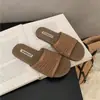 Sandalias tejidas caladas de fondo plano sin cordones para mujer, calzado de verano para exteriores, nuevas sandalias bohemias de viaje de vacaciones 2026 para mujer