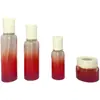 Nueva Botella Dispensadora de Vidrio Rojo Degradado Botella para Aceite Esencial 120ml Botella para Loción Elegante Botella para Crema 50g Botella Dispensadora de Crema Facial