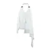 Top de gasa FCB estilo francés elegante con cuello halter para mujer, colección de verano 2026, casual transfronterizo de corte holgado asimétrico blanco