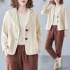 Blazer de Algodão e Linho para Mulheres, Verão 2026, Fino de Manga Longa Casual Solto Artístico Plus Size Versátil Jaqueta de Terno Pequena