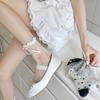 Medias de Seda con Lunares y Lazo de Cristal para Mujer, Verano, Finas, Seda de Vidrio, Estilo Japonés JK, Estilo Ballet, Medias de Borde Medio con Orejas de Madera
